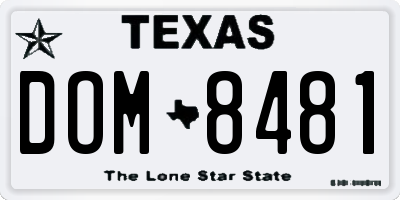 TX license plate DOM8481