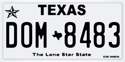 TX license plate DOM8483