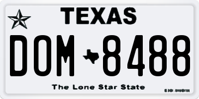 TX license plate DOM8488