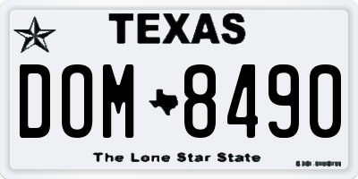 TX license plate DOM8490