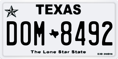 TX license plate DOM8492
