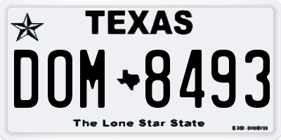 TX license plate DOM8493