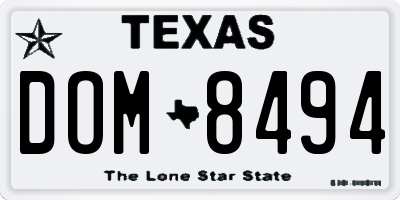 TX license plate DOM8494