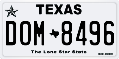 TX license plate DOM8496