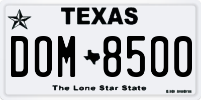 TX license plate DOM8500