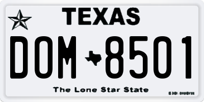 TX license plate DOM8501