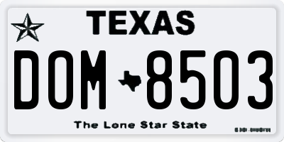 TX license plate DOM8503