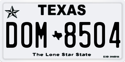 TX license plate DOM8504