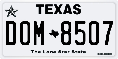 TX license plate DOM8507