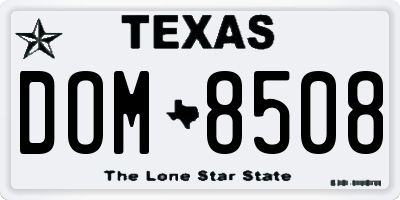 TX license plate DOM8508
