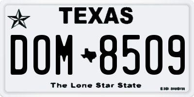 TX license plate DOM8509