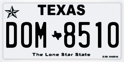 TX license plate DOM8510