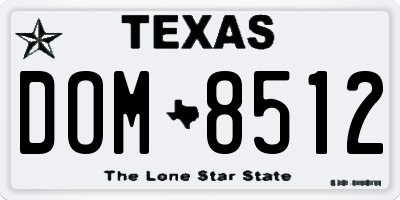 TX license plate DOM8512