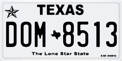 TX license plate DOM8513