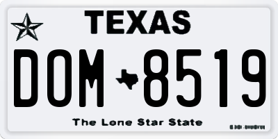TX license plate DOM8519