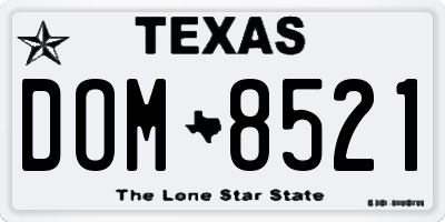 TX license plate DOM8521
