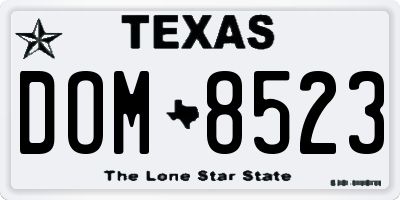 TX license plate DOM8523