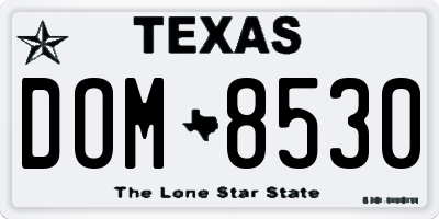 TX license plate DOM8530