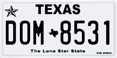 TX license plate DOM8531