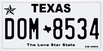 TX license plate DOM8534
