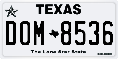 TX license plate DOM8536