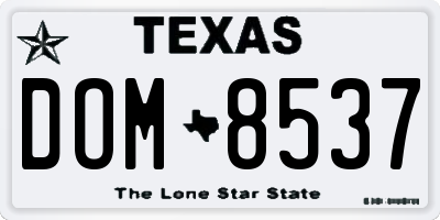 TX license plate DOM8537