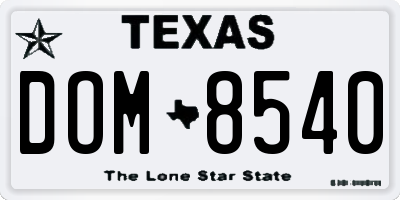TX license plate DOM8540