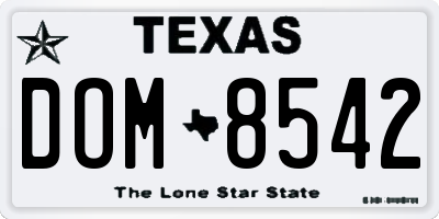 TX license plate DOM8542