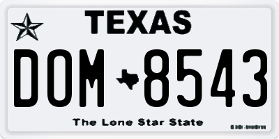 TX license plate DOM8543