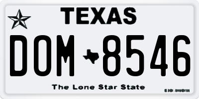 TX license plate DOM8546