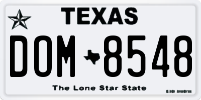 TX license plate DOM8548