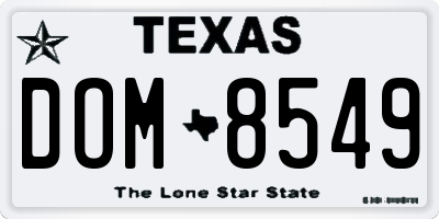 TX license plate DOM8549