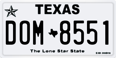 TX license plate DOM8551