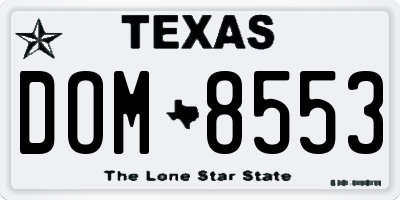 TX license plate DOM8553