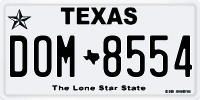 TX license plate DOM8554