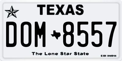 TX license plate DOM8557