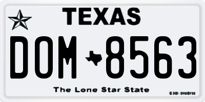 TX license plate DOM8563
