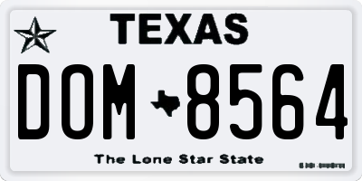 TX license plate DOM8564