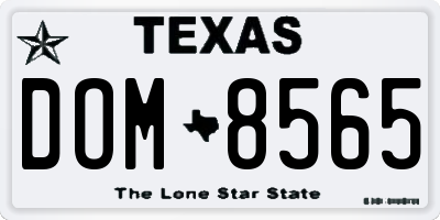 TX license plate DOM8565