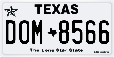 TX license plate DOM8566