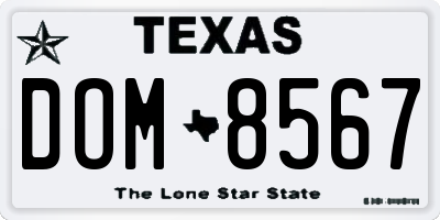 TX license plate DOM8567