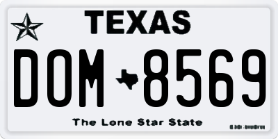 TX license plate DOM8569