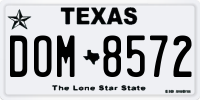 TX license plate DOM8572