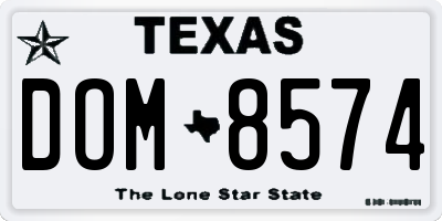 TX license plate DOM8574