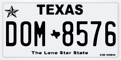 TX license plate DOM8576