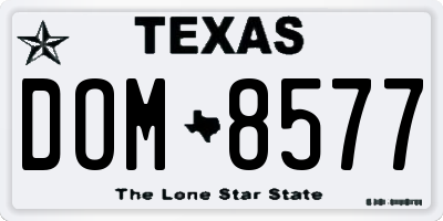 TX license plate DOM8577
