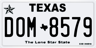 TX license plate DOM8579