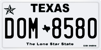TX license plate DOM8580
