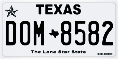 TX license plate DOM8582