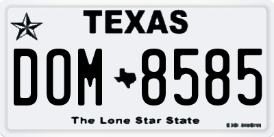 TX license plate DOM8585